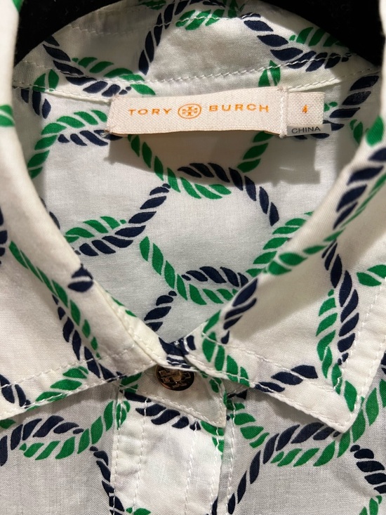 Tory Burch Rope Print Button Down Shirt Size 4 - Picture 4 of 6